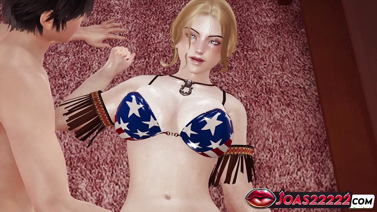 Wet Cowgirl Tina with Big Tits in Animation - Indulge in Wet Pussy Fingering Accompanied by Moans, Standing Masturbation