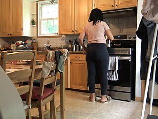Pakistani Stepmom Almost Caught Me Jerking Off In Her Kitchen