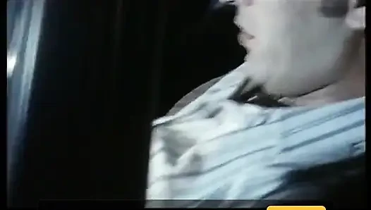 Blonde beauty draining big dick in the car