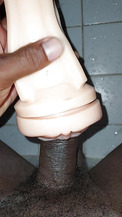 Black guy jerking off with flashlight PT2