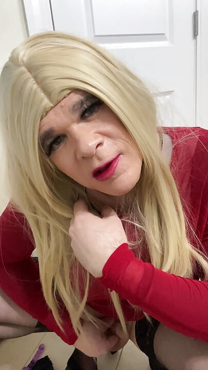 Shemale amateur stands up and shows off talking dirty  and showing off clit cock and ass