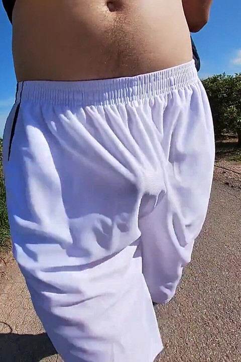 Flashing My Boner in See Thru Basketball Shorts for the Cyclists and Runners