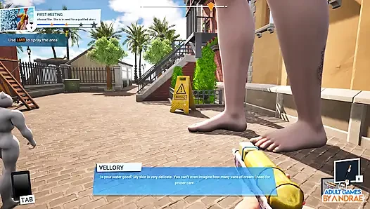 Giant Waifu Wash Simulator Gameplay Part 1 - First Cleaning Job for Vellory