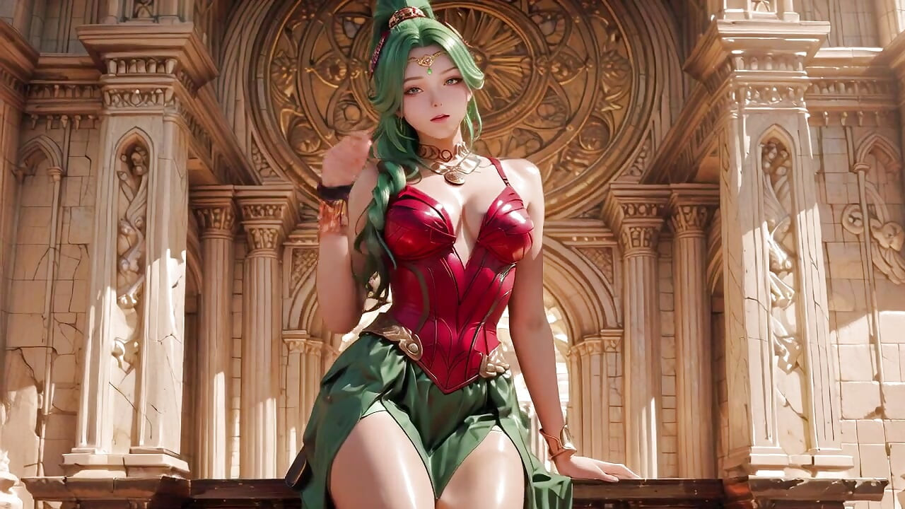 Green Goddess Beach Soliloquy! What bikini hides under that red gold armor?