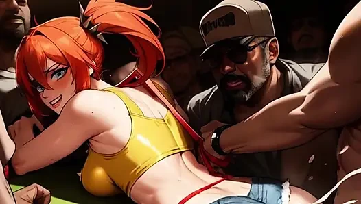 Misty забывает все о Покемон, как только она увидит свой первый большой черный член