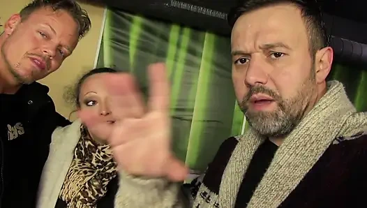 Big ass brunette gets her tits splashed wet