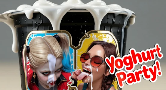 Yoghurt Party Vol. 1: Psycho Harley & Classic Lara POV (Deepthroat, Facial, AI Animation)