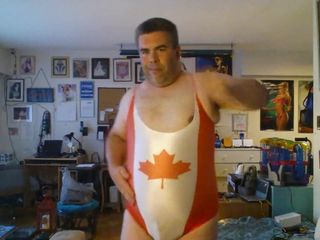 Mijn nieuwe badpak uit één stuk met Canadese vlag