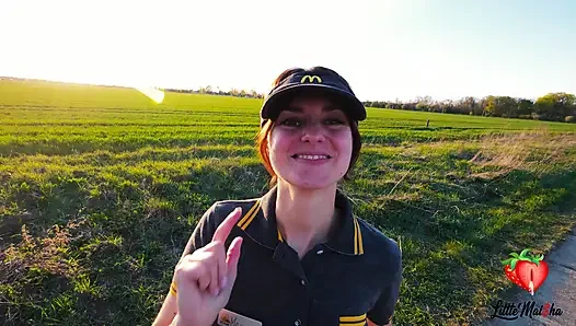 A McDonald's employee spilled Sprite on me. As punishment, she had to give me a blowjob and swallow it in the car.