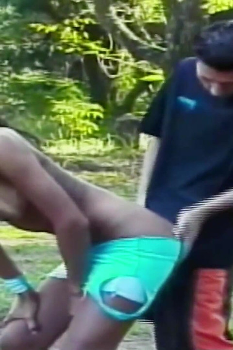 Skinny Guy with Big Tits Latina Tranny Secretly Fucked Anally Outdoors