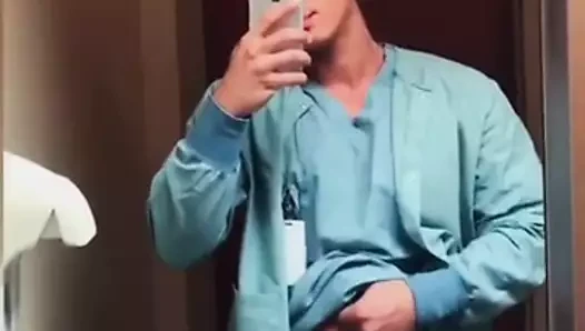 young medical student selfie flash shows