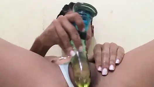 I masturbate in my room with my soft dildo toy