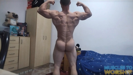 Young Muscle Hunk with Perfect Abs Jerks Hard