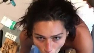 Hungry Latina fills her mouth with a big cock