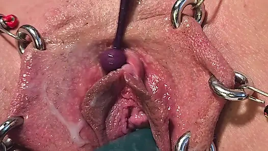 Dripping creampie orgasm of my pierced pussy