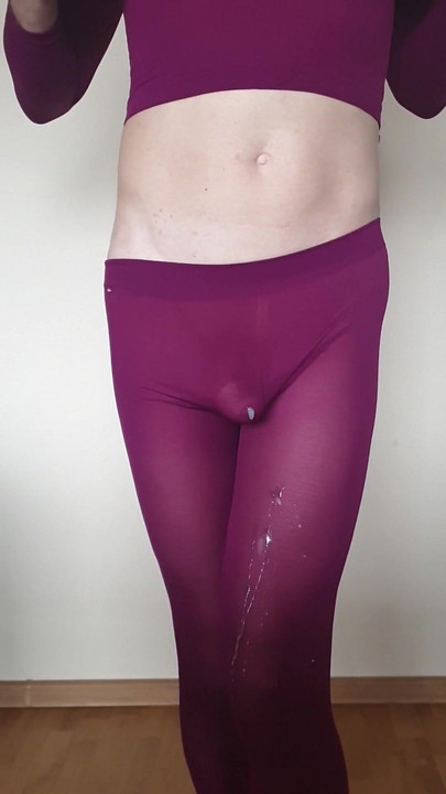 Stunning moment from "misr4 - Cum on burgundy leggings"