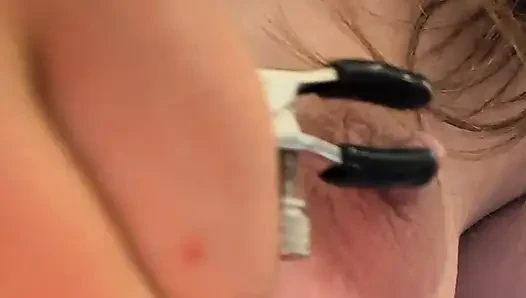 Naughty 18 Y.O Cute Girl Jumpling on a Dildo with Nipple Clamps until the Loud Moaning Orgasm Anal Masturbation