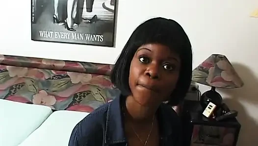Hairy ebony teen sucks white cock