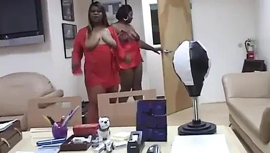 Huge black chubby threesome white cock sucking...cum in mouth