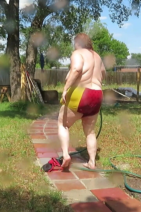 Bikini fun with water then strip outside
