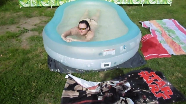 bbw wife playing in pool