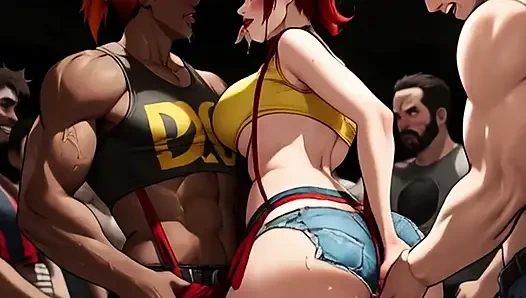 Рыжая Misty сдает яйца Покемон и снимает большой черный член