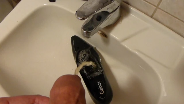 Piss in wifes black patent classic pump