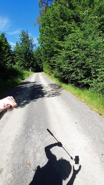 Naked walk in the public forest