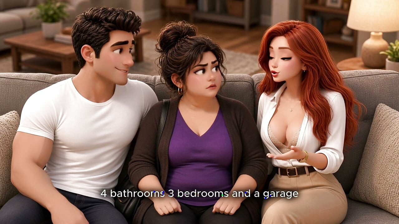 Cheated with hot redhead Realtor, Fat Wife joined them. AI Best Cartoons