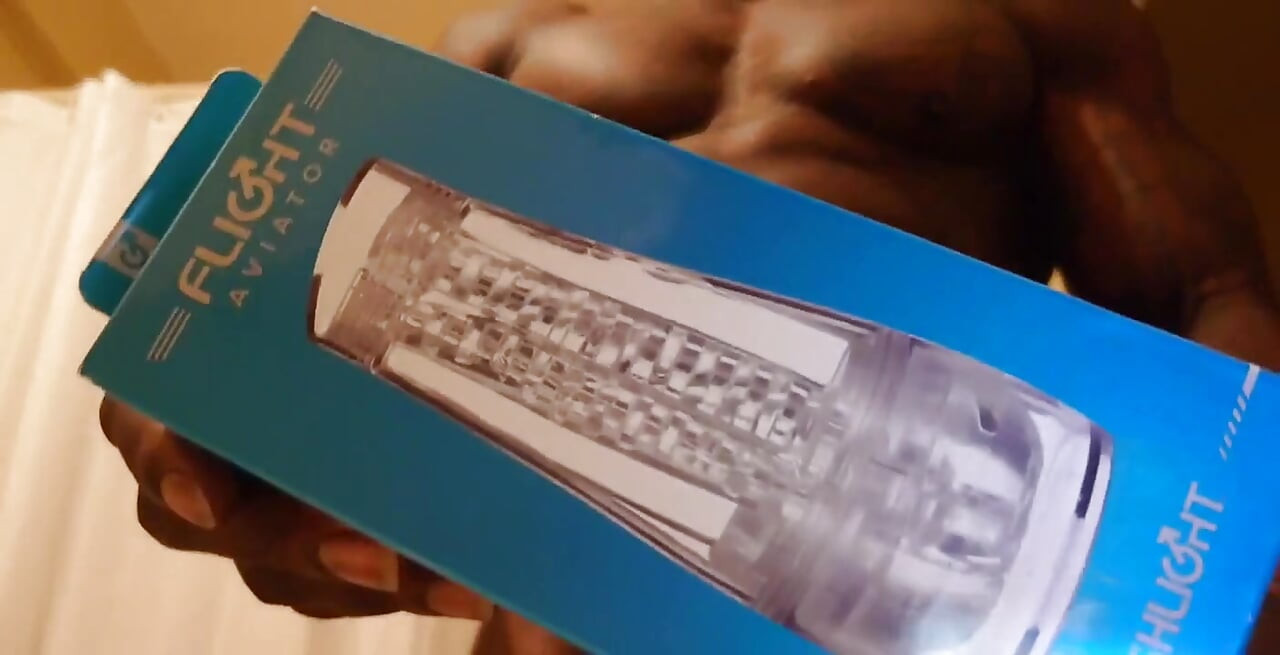 Hallelujah Johnson Masturbating with New Aviator Fleshlight