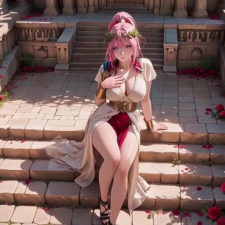 Blonde Queen! Private Morning Reading in the Roman Court, Silk Stockings Crossed, Forbidden Lip Touch!