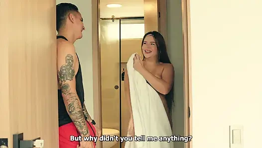 My stepbrother looks at me in the bathroom and starts masturbating while no one is home