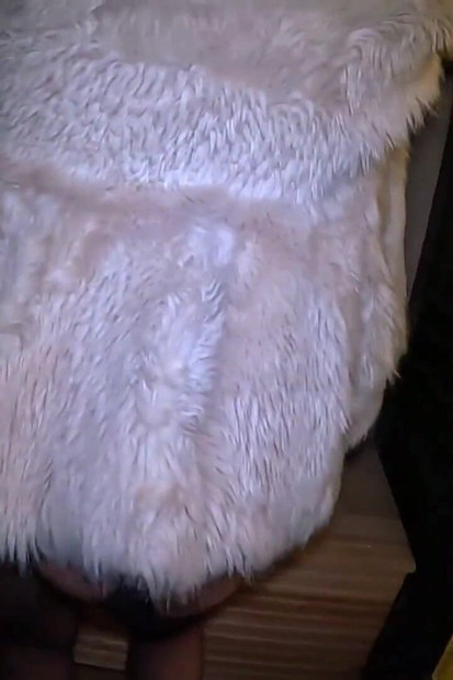 Risky Outdoor & Indoor Blowjob in Stockings & White Fur Coat - Messy Cum Finish 297