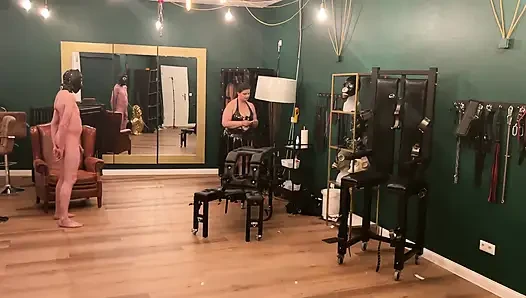 Latex Dommes Stretch Bound Slave's Ass Wide Open