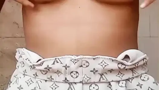 Desi Girl Pressing Her Soft Boobs