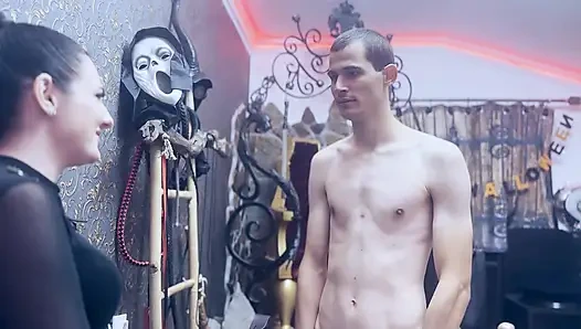 SPANKING BALLS with heavy dildos - Cruel CBT and gagging