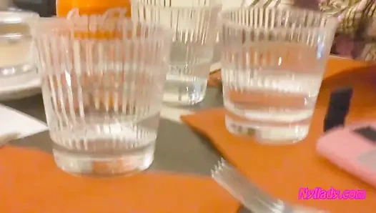 Nyllady Dangling in a Pizzeria