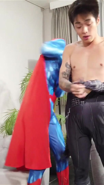 Unforgettable moment from "Spiderman X Superman Sexy Costume RolePlay"