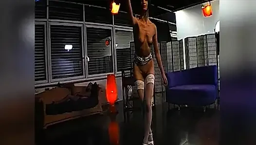 Brunette Slut Gangbanged Hard on Club Couch and Covered in Facials