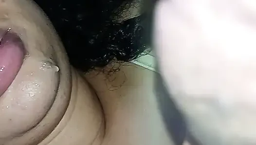 CREAMPIE, FILLING THE BITCH'S MOUTH WITH LOTS OF HOT CUM