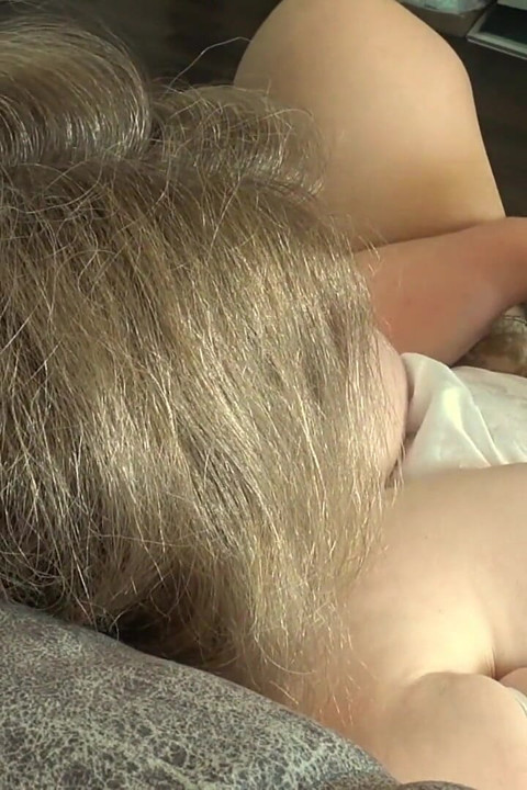 Big Tits From Above. a Camera Watches From the Side as a Plump MILF Masturbates and Records a Video.