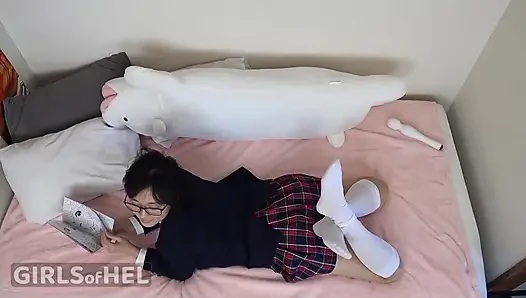 Asian Student Sticks Candy in Her Ass and Makes Herself Cum