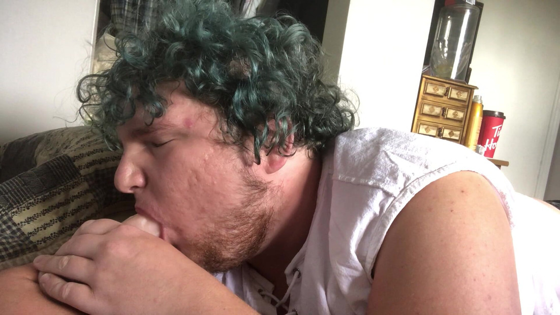 Sucking on my dildo