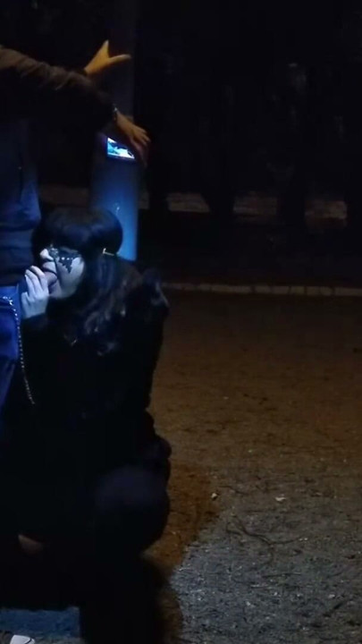 Milf whore gives a blowjob on a leash in a public place | Clip 1