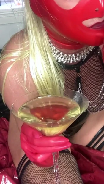 Unforgettable moment from "Latex piss slut with cucumber in the ass and fuck machine"