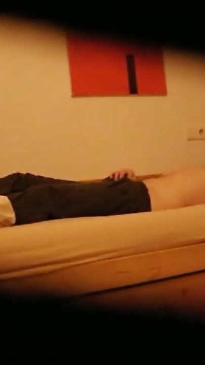 Captivating moment from "Guest room nannycam catches full big dick jerk session"