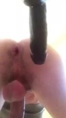 Twink fucking his ass with BBC dildo