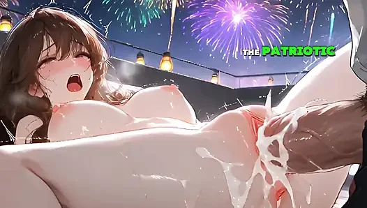 Stiefschwester feuerwerk-creampie, während Line draußen zuschaut - zwei