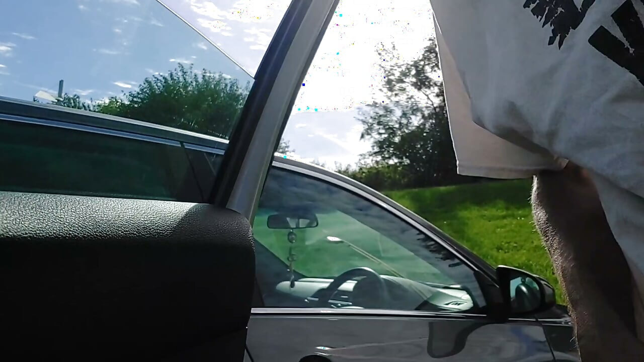 Busy parking lot jerk and cum