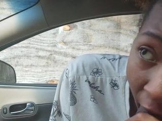 Public blowjob in car from black amateur step mom